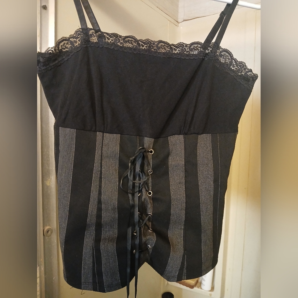 Black and grey Corset style top